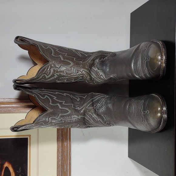 Justin Leather Cowboy Boots - Picture 2 of 8